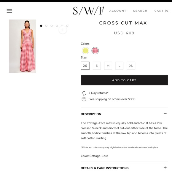 S/W/F Dresses & Skirts - SALE! S/W/F Gingham Maxi Dress Anthropologie $408